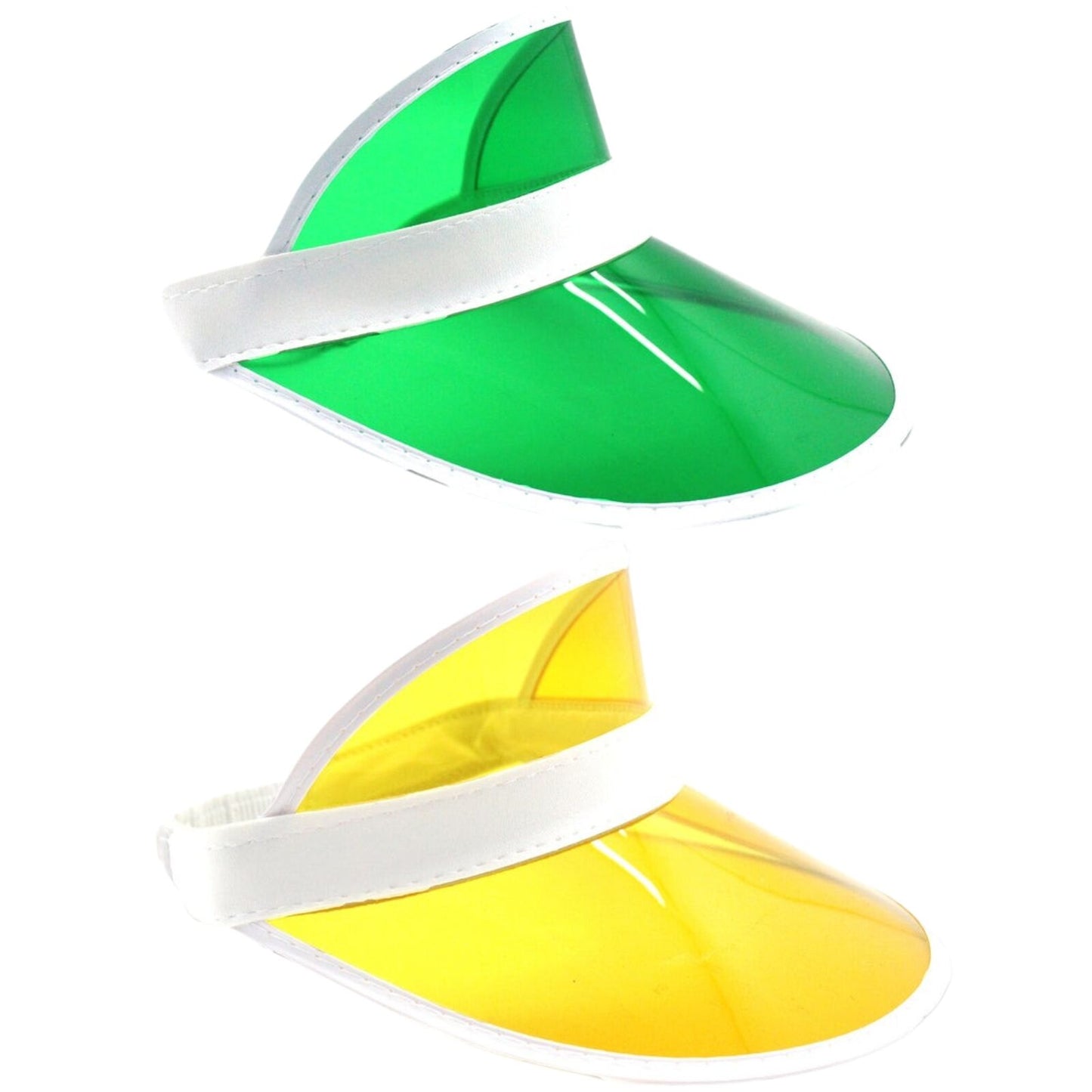 2x Yellow Perspex Visor with White Rim ¨C Retro 80s Rave Accessory, Adjustable Fit Australia Day