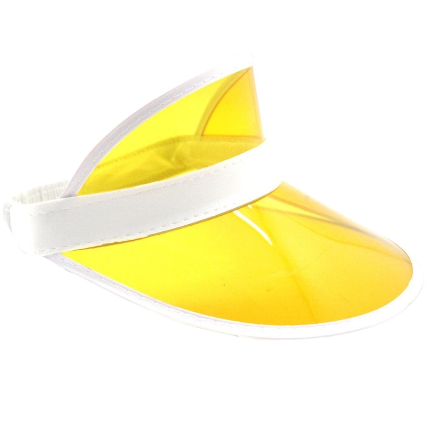 2x Yellow Perspex Visor with White Rim ¨C Retro 80s Rave Accessory, Adjustable Fit Australia Day