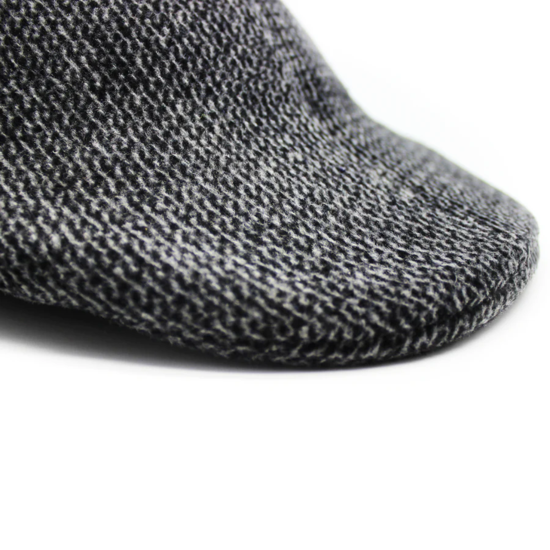 Mens Herringbone Driving Cabbie Hat Gatsby 20s Ivy Cap Flat Newsboy - Grey