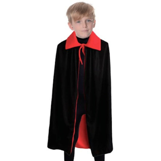 Halloween Kids Fancy Cape Red Black Long Cloak Coat Witch Ghost Vampire Costume - 10-14 Years Old