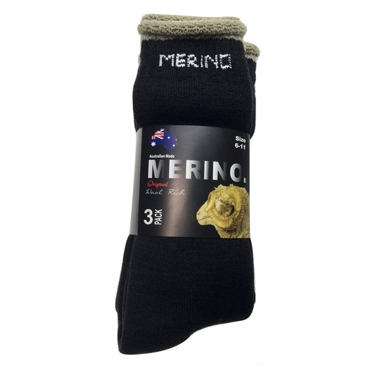 3 Pairs MERINO WOOL SOCKS Mens Heavy Duty Premium Thick Work Socks Cushion - Navy Blue - 2-8
