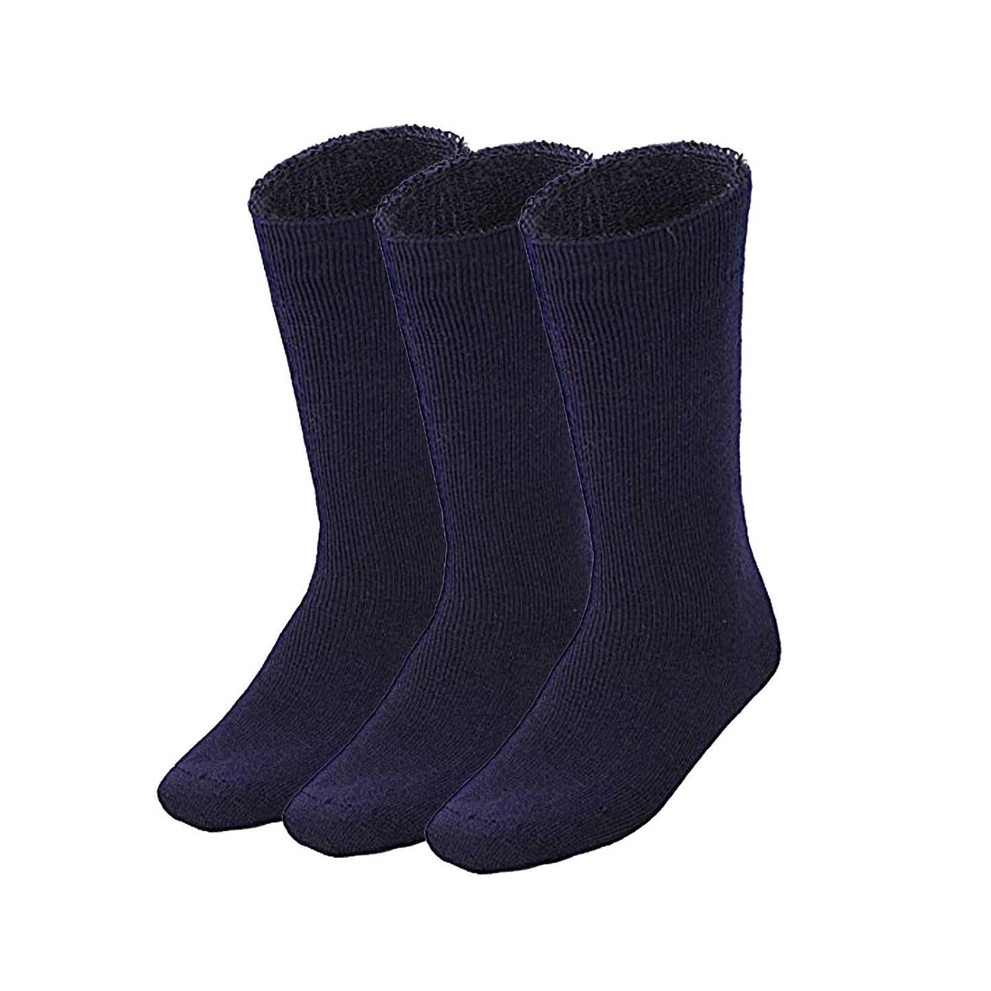 3 Pairs BAMBOO SOCKS Mens Heavy Duty Premium Thick Work Socks Cushion BULK - Navy Blue - 11-14