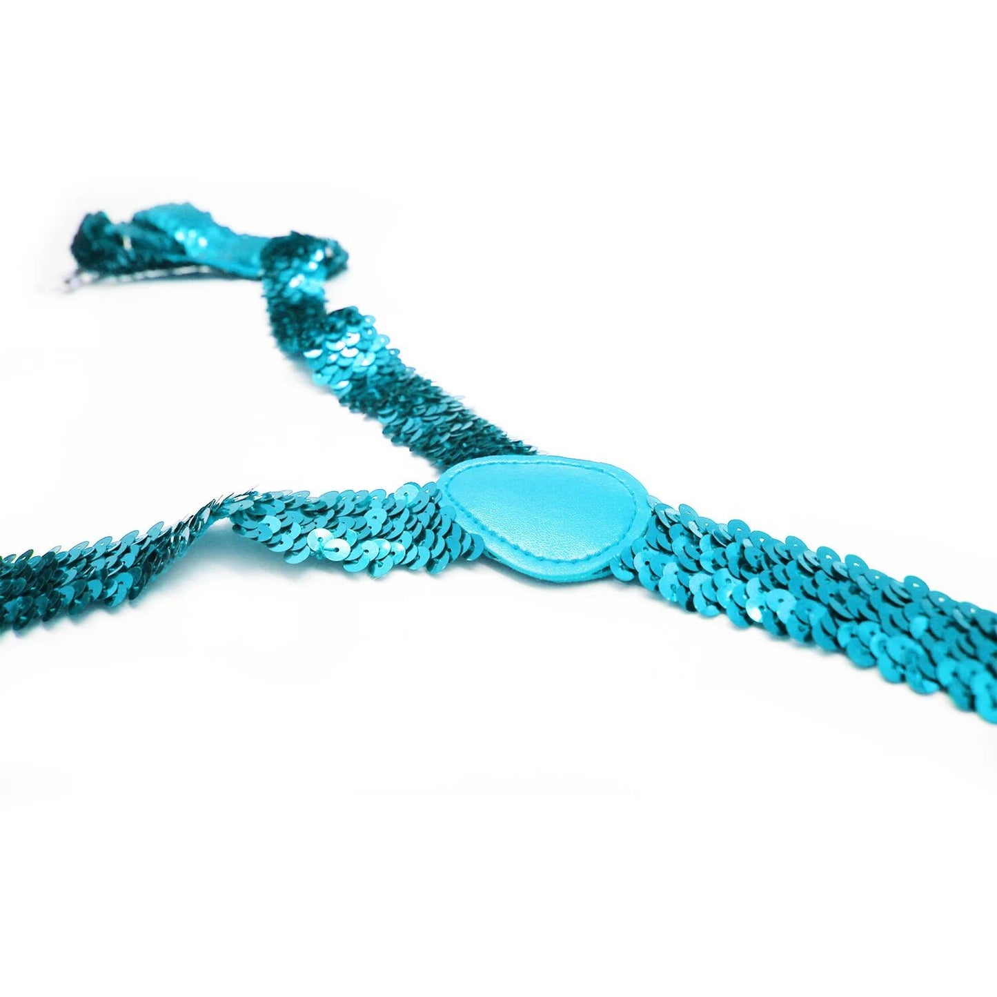 3x Mens Suspenders Braces Adjustable Strong Clip On Elastic Formal Wedding Slim - Blue (Sequin)