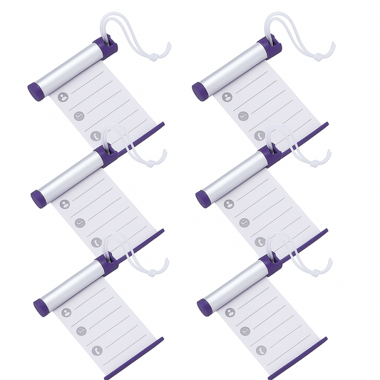 6x Funky Luggage Cylinder Tag Rollout Label for Address Details - Silver/Blue