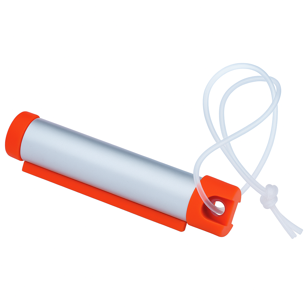 6x Funky Luggage Cylinder Tag Rollout Label for Address Details - Silver/Orange