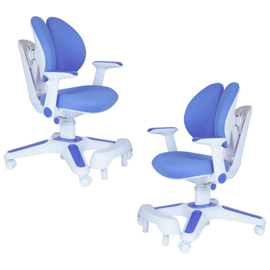 Ergonomic Children Kids Study Chair Set of 2 Height Adjustable - Blue