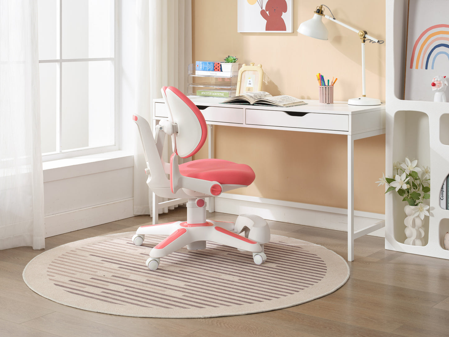 4x Ergonomic Children Kids Study Chairs Height Adjustable - Pink