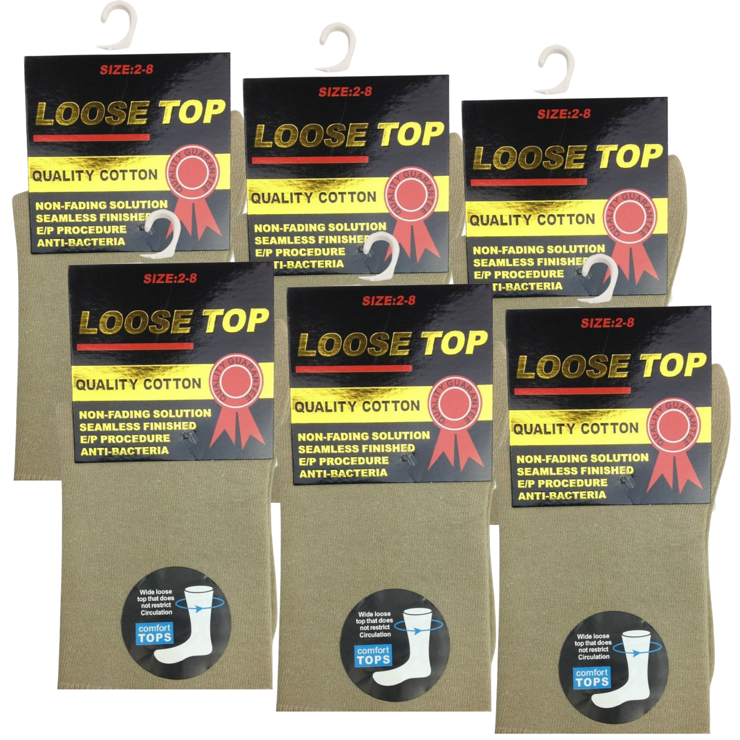 6x Pair COTTON Rich LOOSE TOP SOCKS Dress Medical Circulation Diabetic Comfort -  -