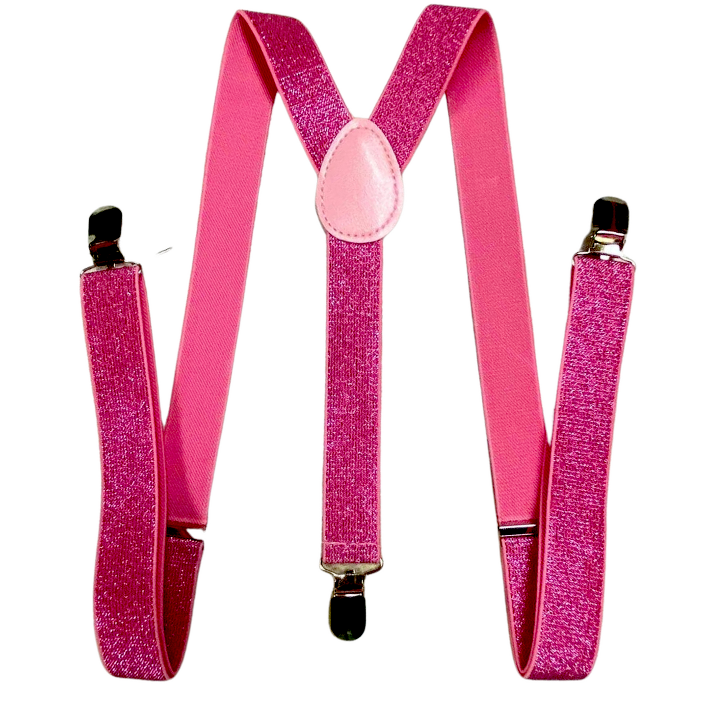 6x Mens Suspenders Braces Adjustable Strong Clip On Elastic Formal Wedding BULK - Hot Pink (Glitter)