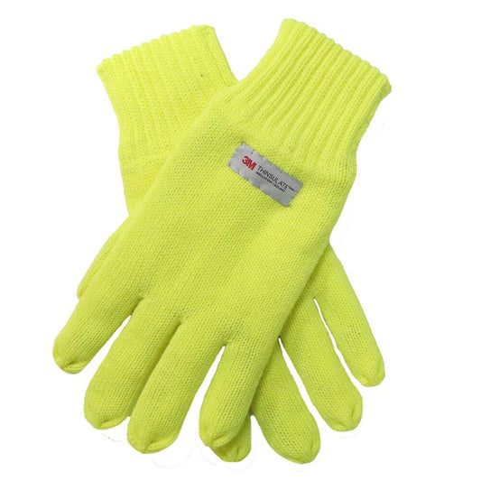 Dents 3M THINSULATE Gloves Snow Ski Knitted Hi Vis Fleece Workwear Winter - Fluro Yellow
