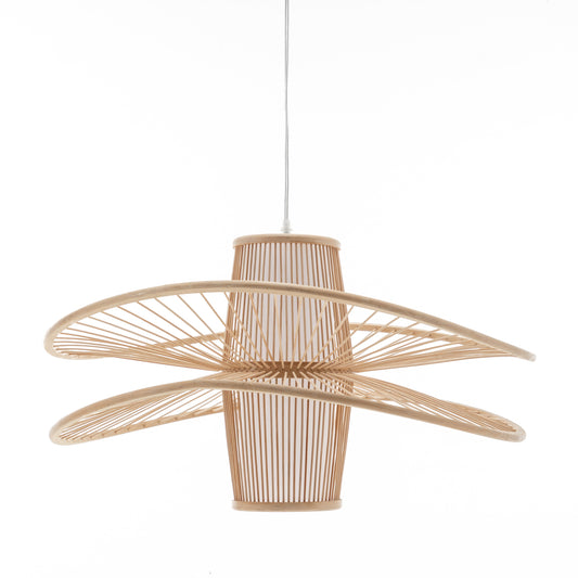 Elysian Breeze Double Natural Hand-Woven Bamboo Double Wide Pendant Lamp Light