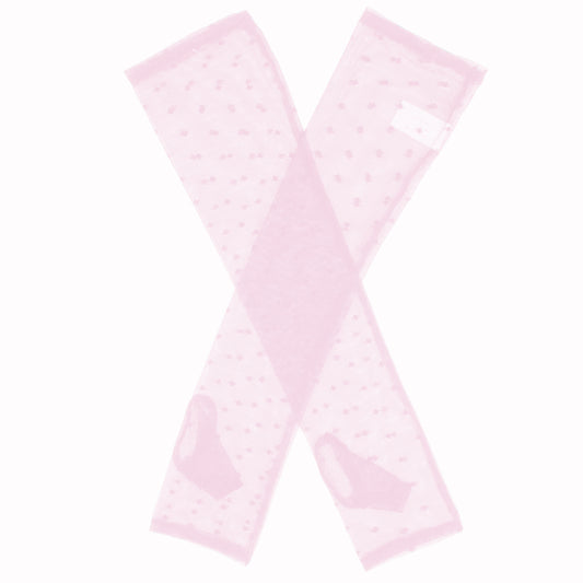 Dents Womens Long Tulle Flock Dot Fingerless Mittens Gloves - Pink