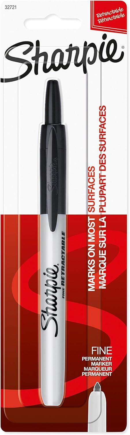 6x Sharpie Fine Point Retractable Permanent Markers - Black