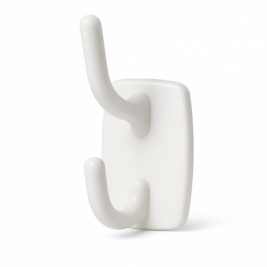6x Deco Self-Adhesive Double Hooks in White – 2.3kg Weight Capacity per Hook
