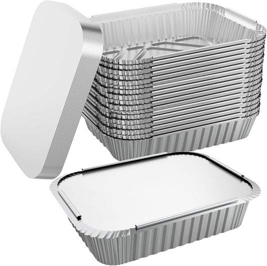 240x Aluminium Disposable Foil Food Container Trays Pans w/ Lids Covers Bulk  24cm*18cm*6cm