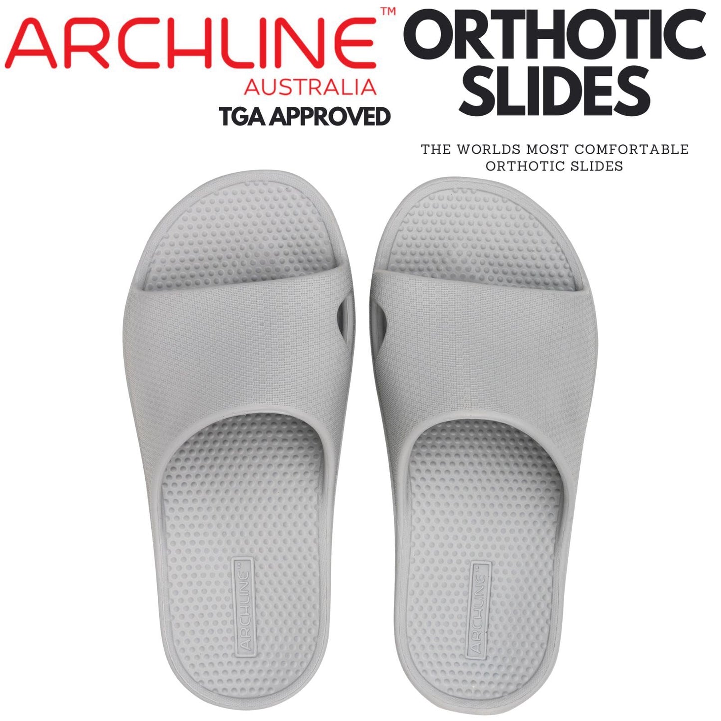 Archline Rebound Orthotic Slides Flip Flop Thongs Slip On Arch Support - Stone Grey - Euro 37