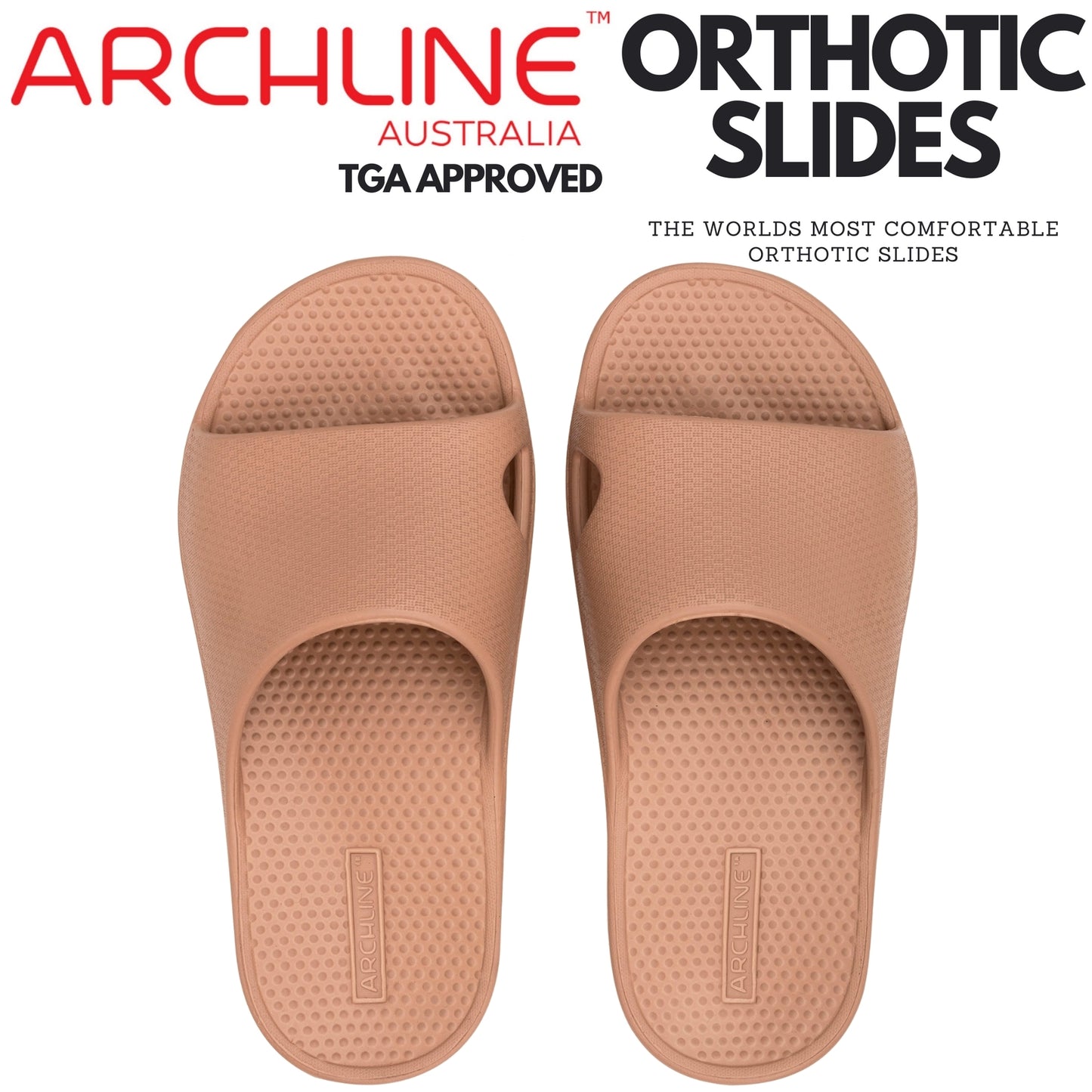 Archline Rebound Orthotic Slides Flip Flop Thongs Slip On Arch Support - Putty - Euro 43