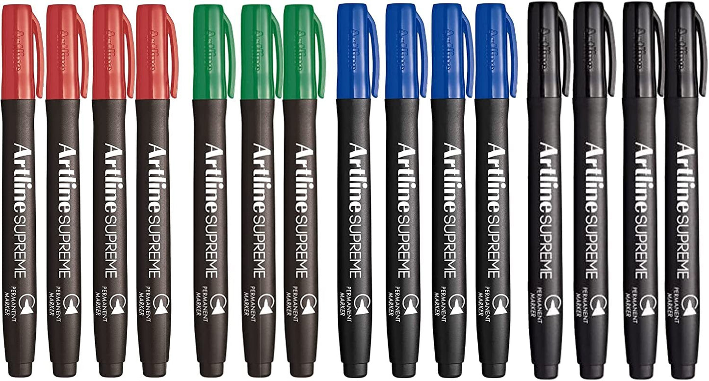 Artline Supreme Permanent Markers - Assorted Colours 15 pack