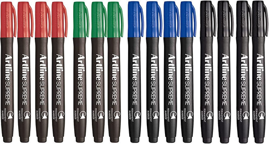 2x 15pcs (30pcs Total) Artline Supreme Permanent Markers - Assorted Colours