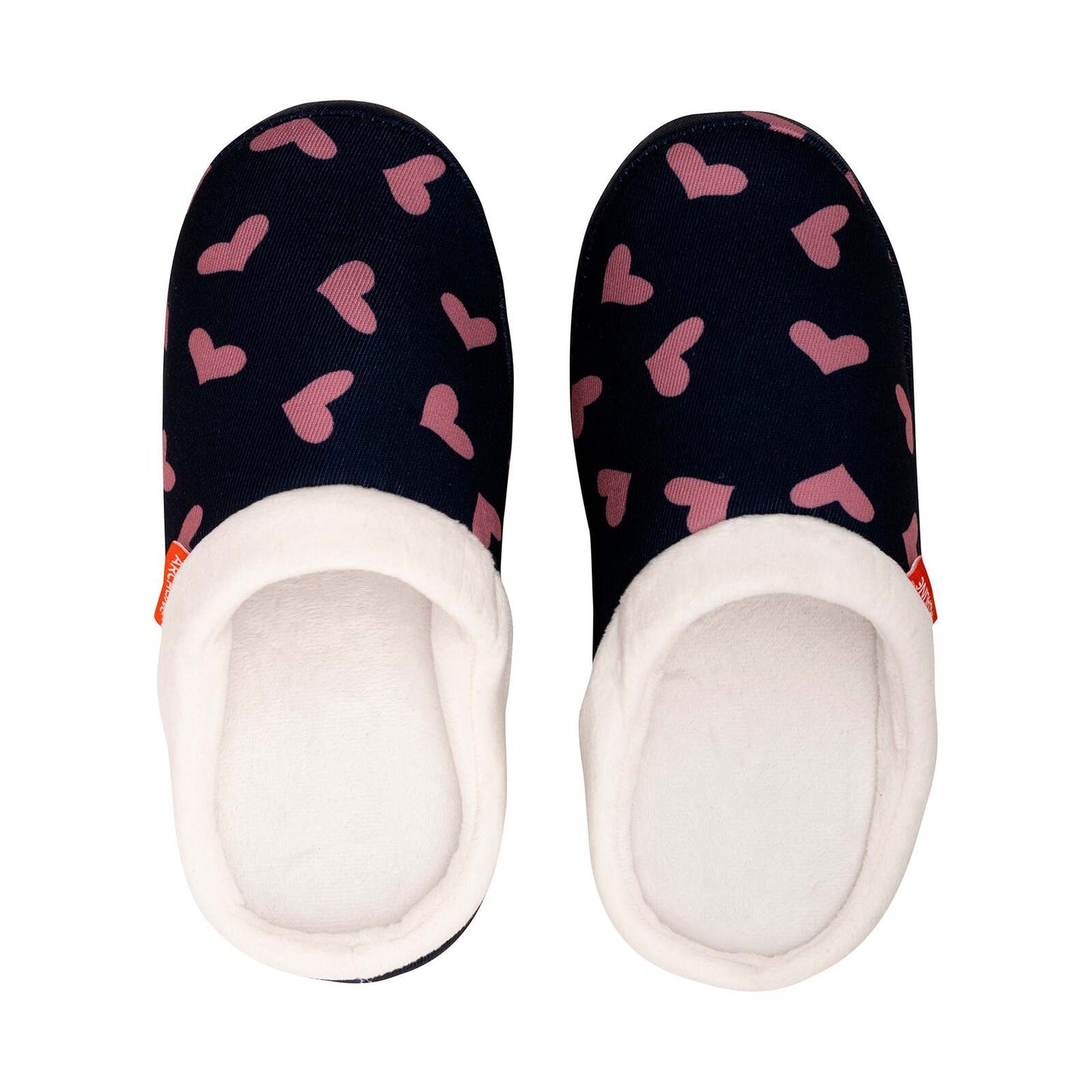 ARCHLINE Orthotic Slippers Slip On Scuffs Pain Relief Moccasins - Navy with Hearts - EUR 35 (Womens US 4)