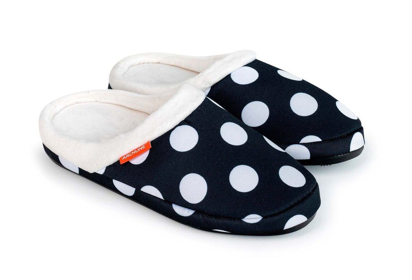 ARCHLINE Orthotic Slippers Slip On Arch Scuffs Pain Relief Moccasins - Polka Dots - EU 42