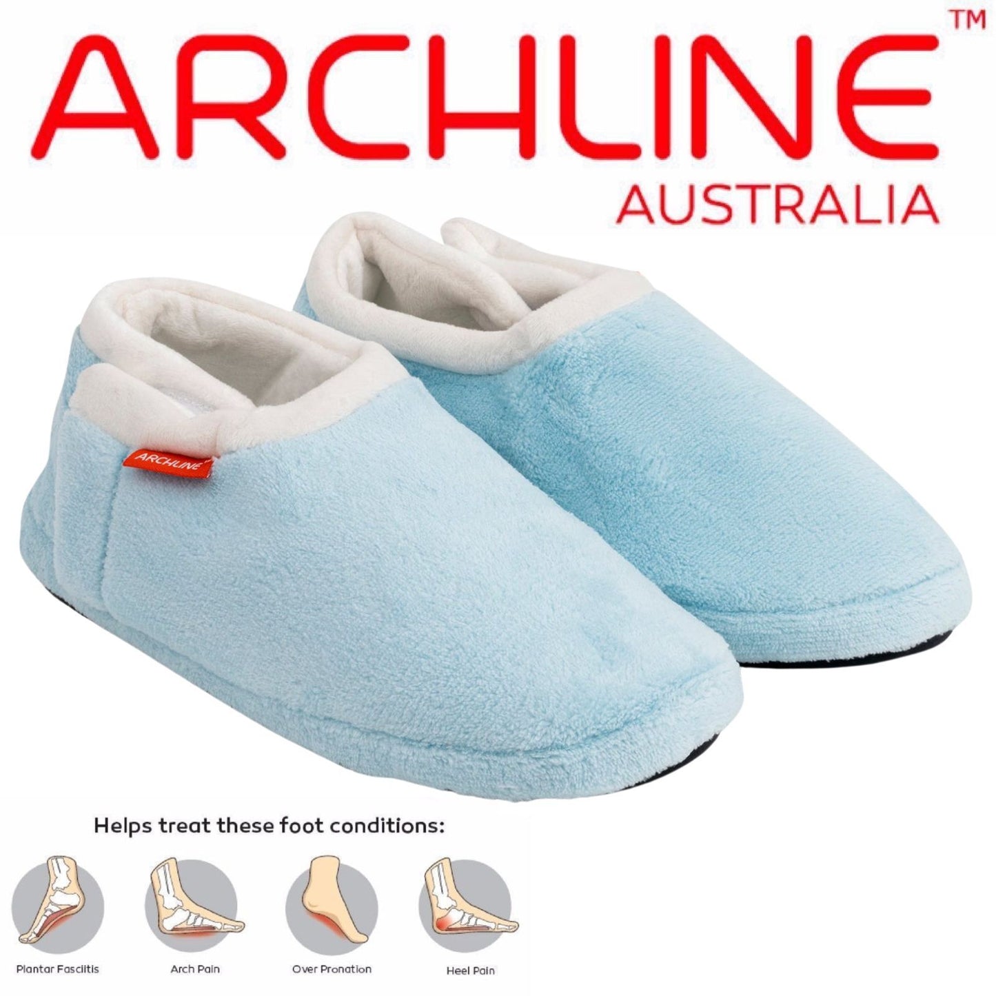 ARCHLINE Orthotic Slippers Closed Scuffs Pain Relief Moccasins - Sky Blue - EUR 40