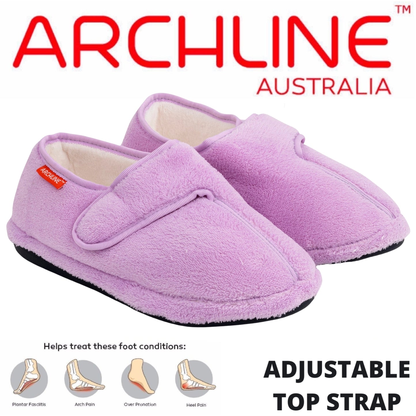 ARCHLINE Orthotic Plus Slippers Closed Scuffs Pain Relief Moccasins - Lilac - EU 42