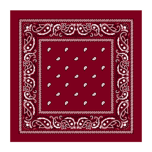 BANDANA Paisley 100% COTTON Head Wrap Durag Bandanna Summer Biker Scarf Mask - Burgundy