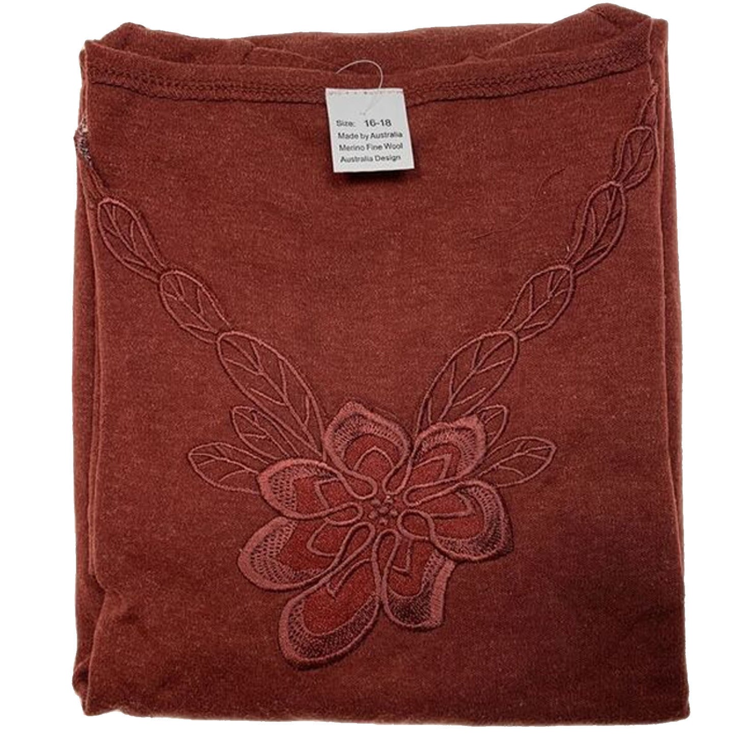 Ladies Merino Wool Blend Long Sleeve Thermal Spencer Top Thermals Underwear - Burgundy - 14-16