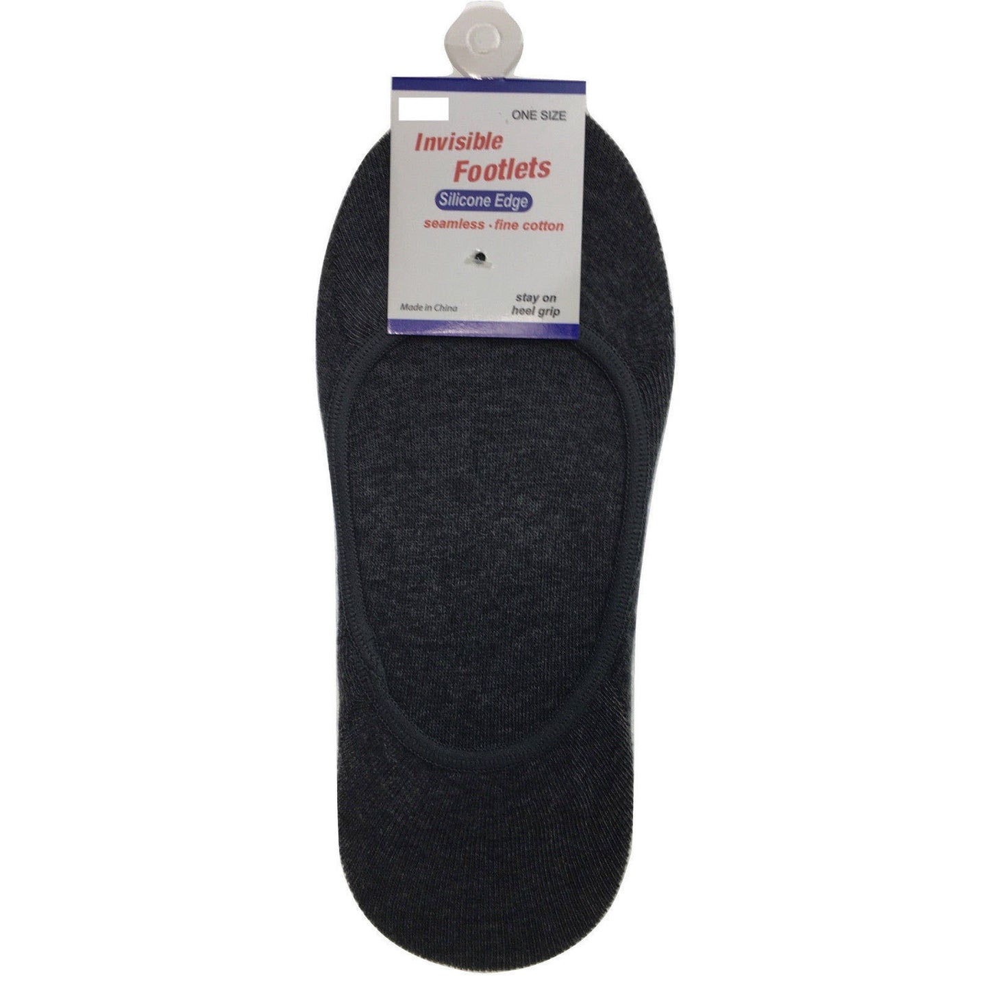 1x NO SHOW COTTON SOCKS Non Slip Heel Grip Low Cut Invisible Footlet Seamless - Charcoal - 2-8