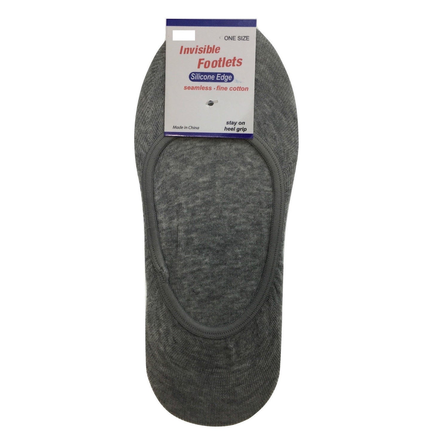 1x NO SHOW COTTON SOCKS Non Slip Heel Grip Low Cut Invisible Footlet Seamless - Grey - 2-8