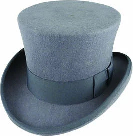 5.5"" Premium Mad Hatter Top Hat 100% Australian Wool Felt Magician Tuxedo Cap - Grey - 60cm