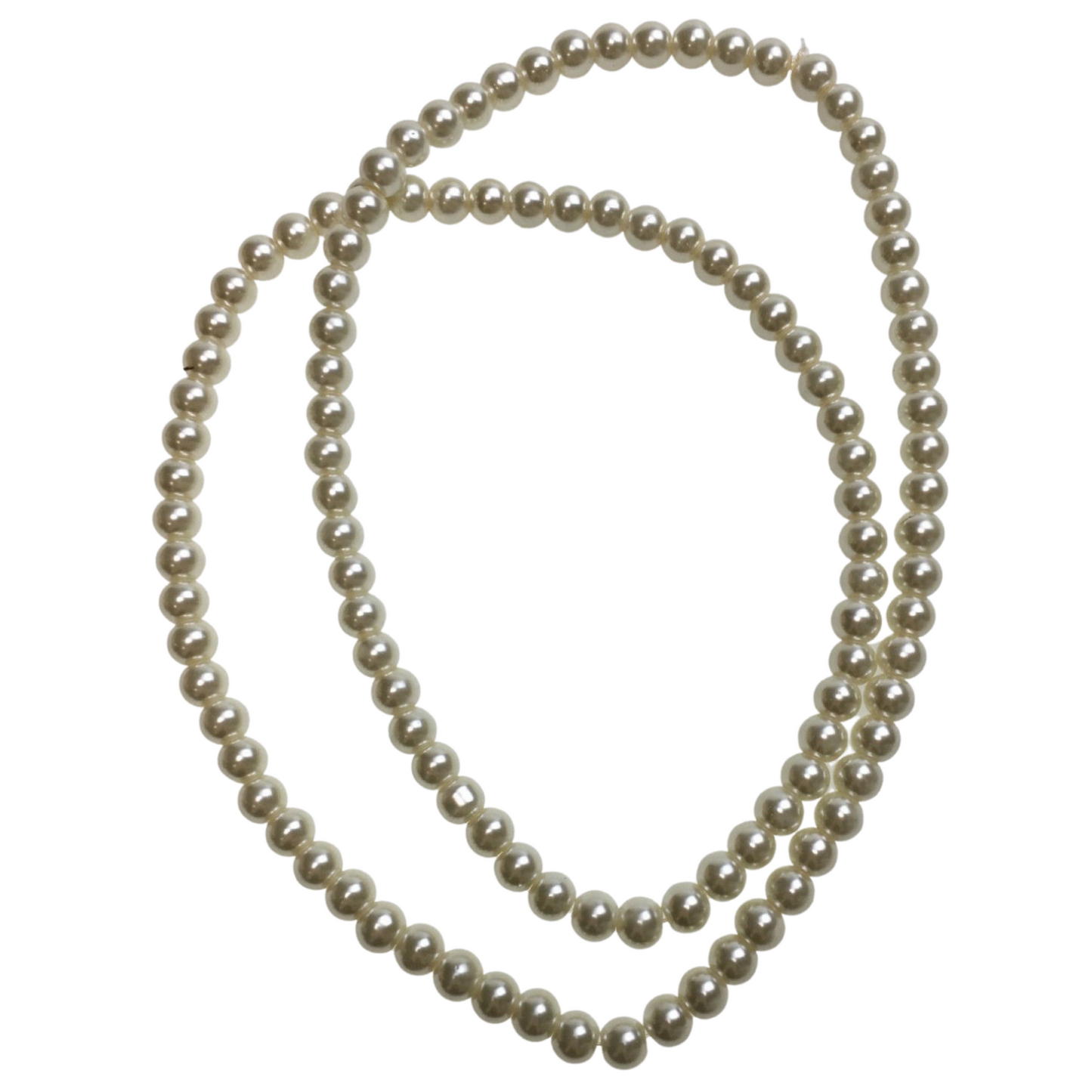 48cm PEARL NECKLACE 1920s Gatsby Flapper Burlesque Gangster Costume Party - Off White