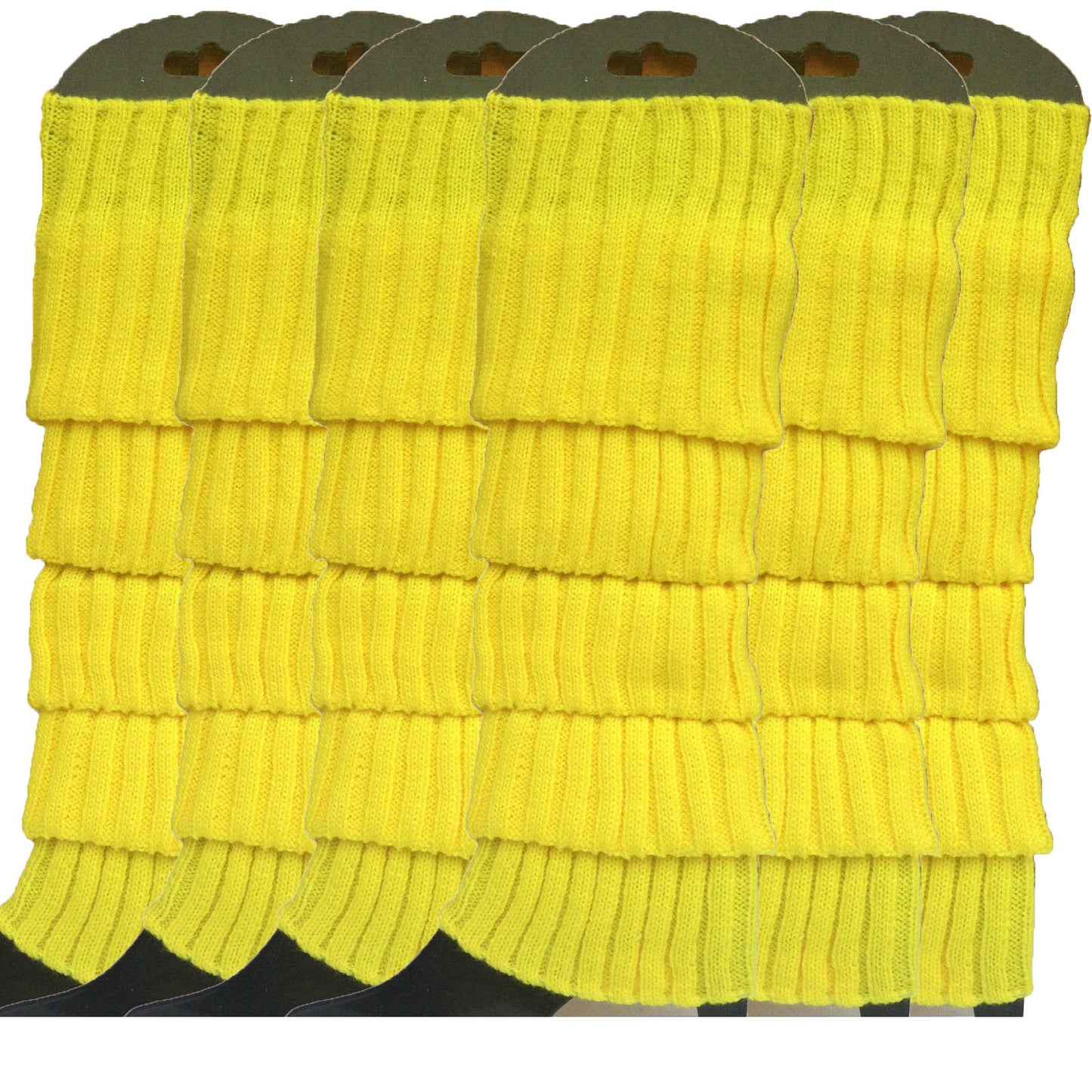 6x Womens Leg Warmers Disco Winter Knit Dance Party Crochet Legging Socks Costume - Yellow