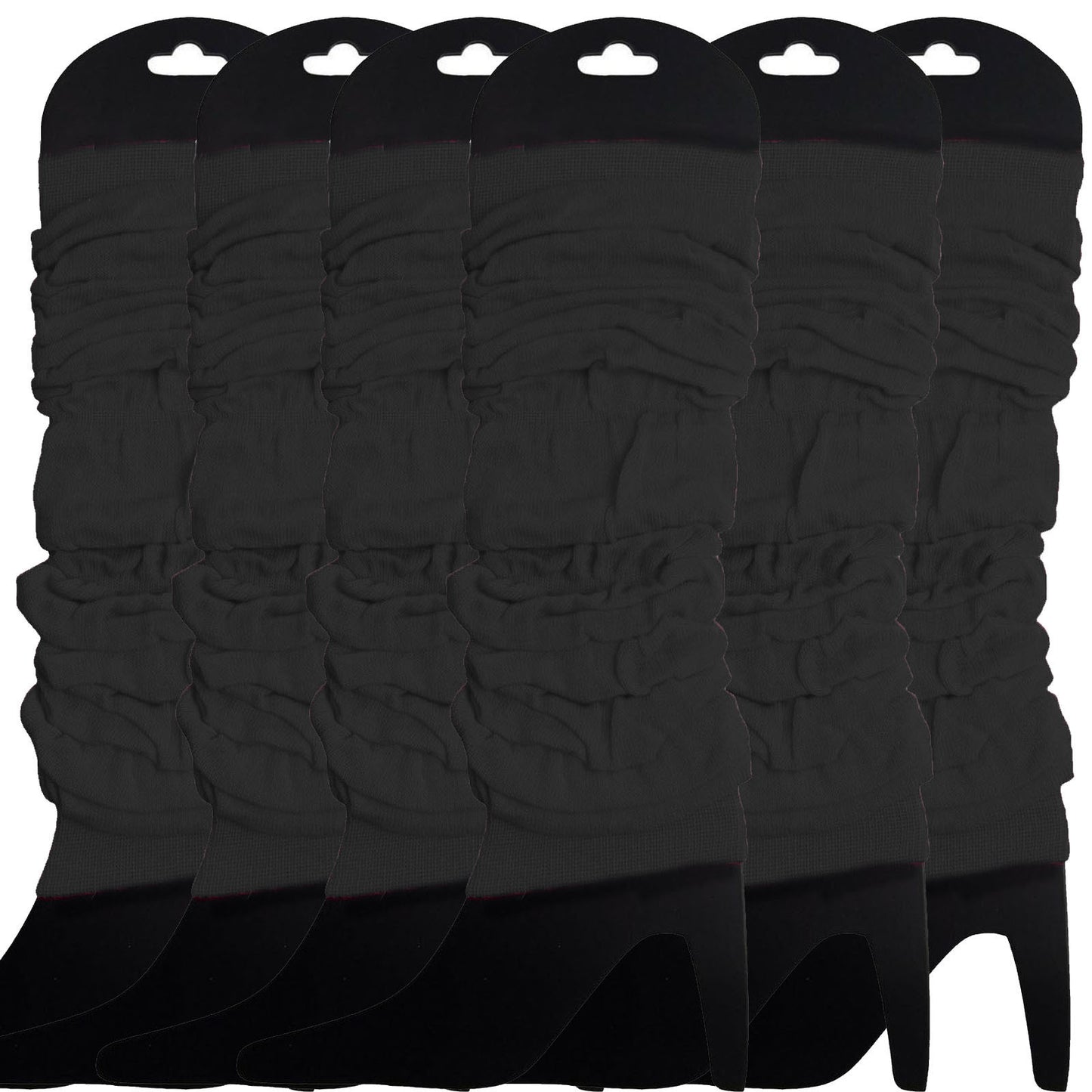 6x LEG WARMERS Knitted Womens Neon Party Knit Ankle Fluro Dance Costume 80s BULK - Black