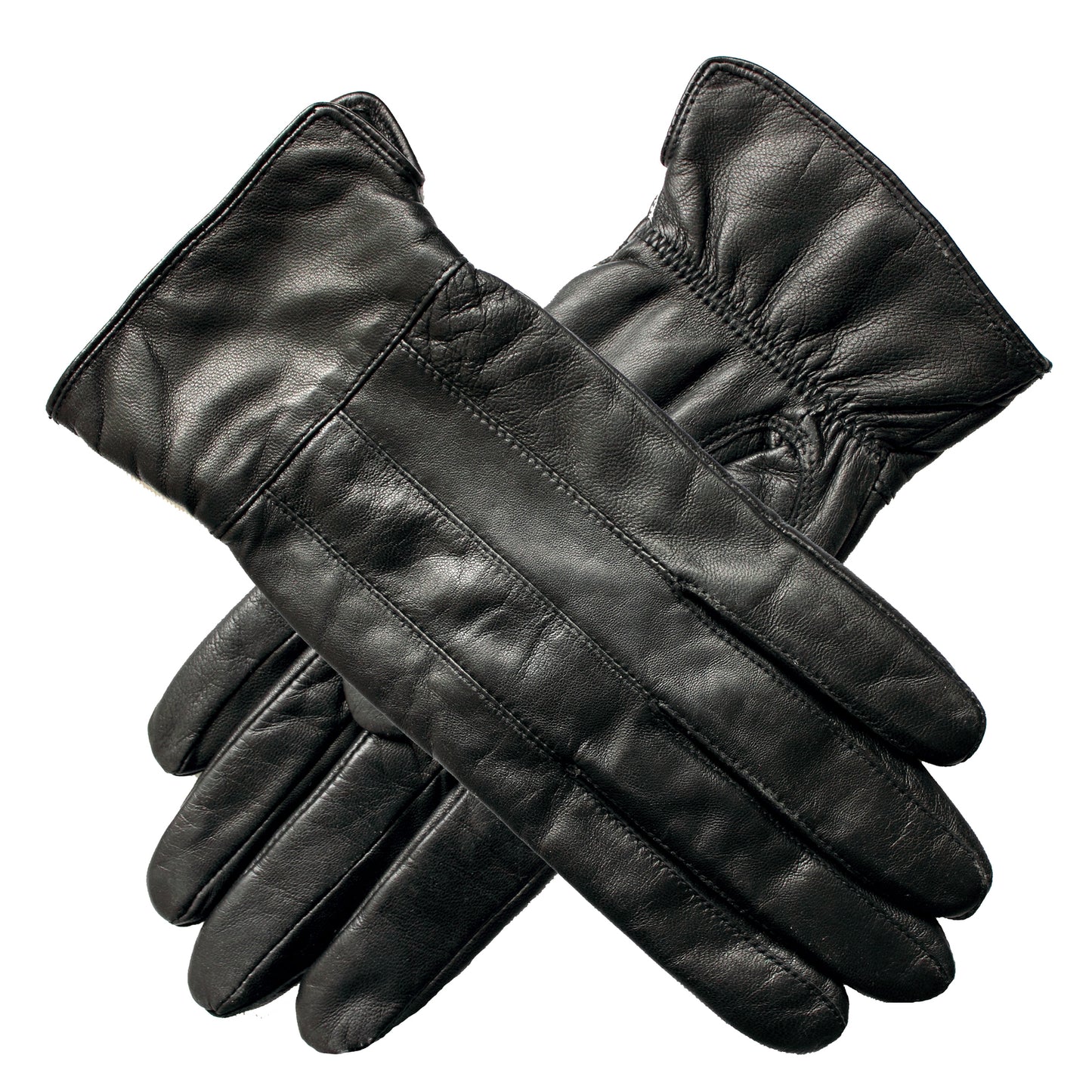 Ladies Genuine Sheepskin Leather Gloves Fleece Lined Warm Winter Womens in Black - XL