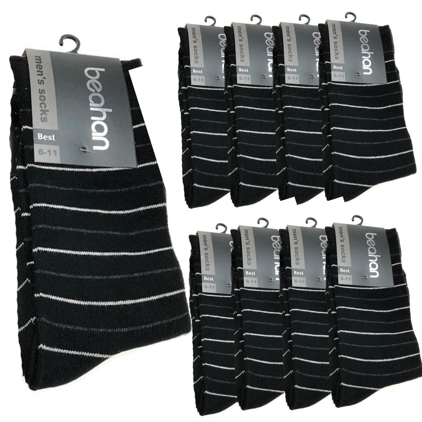 9 Pairs COTTON BUSINESS SOCKS Mens Dress Crew Plain Work Casual  BULK - Black - 6-11