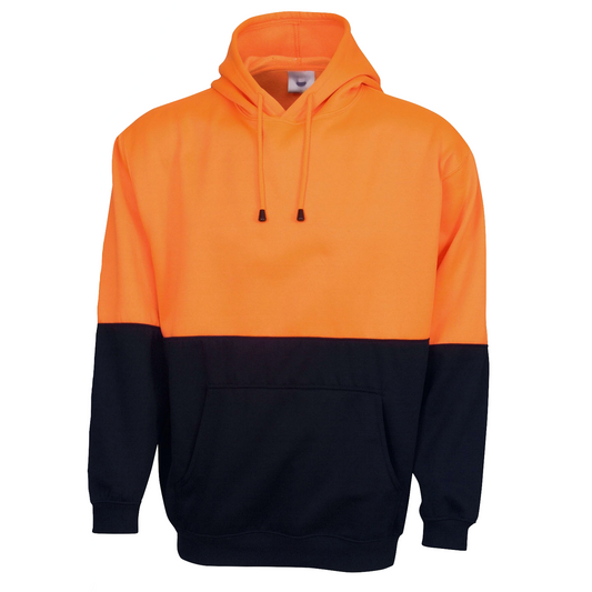 HI VIS POLAR FLEECE HOODIE Jumper Safety Workwear Fleecy Jacket Unisex - Orange - XL