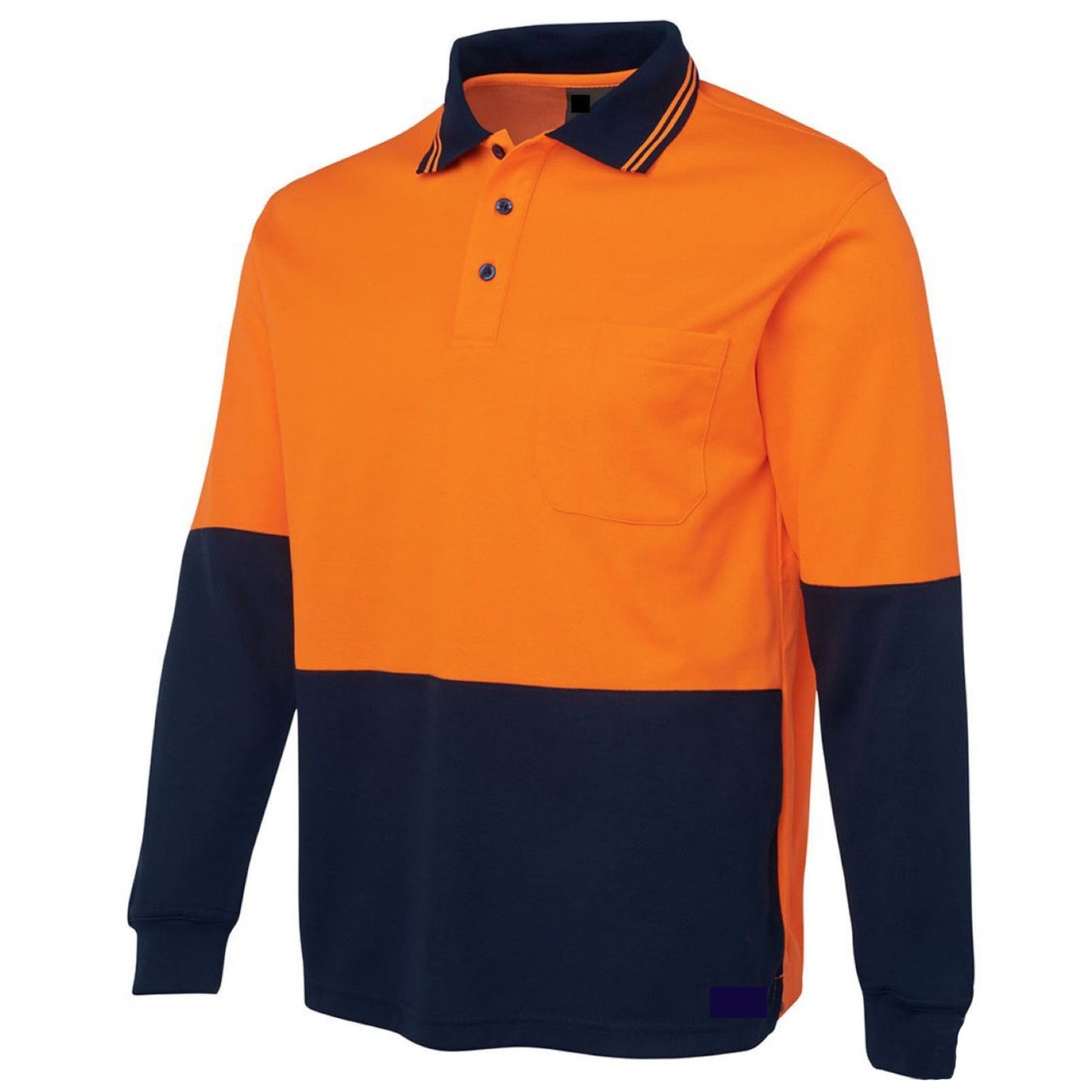 HI VIS LONG SLEEVE POLO SHIRT Top Safety Workwear Fluro Breathable Dry WB - Orange - XXL