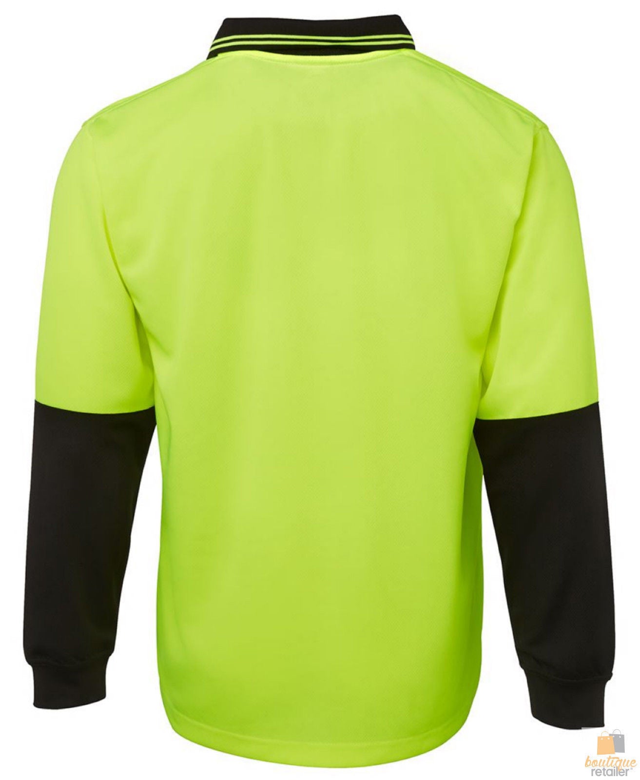 HI VIS LONG SLEEVE POLO SHIRT Top Safety Workwear Fluro Breathable Dry WB - Yellow - XL