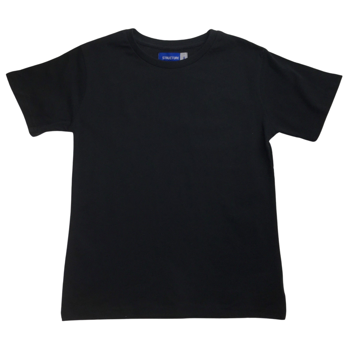 KIDS PLAIN T SHIRT Childrens Child 100% COTTON Boys Girls Basic Blank Tee Top - Black - 10