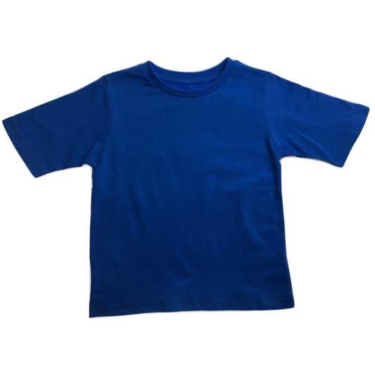 KIDS PLAIN T SHIRT Childrens Child 100% COTTON Boys Girls Basic Blank Tee Top - Bright Blue - 5
