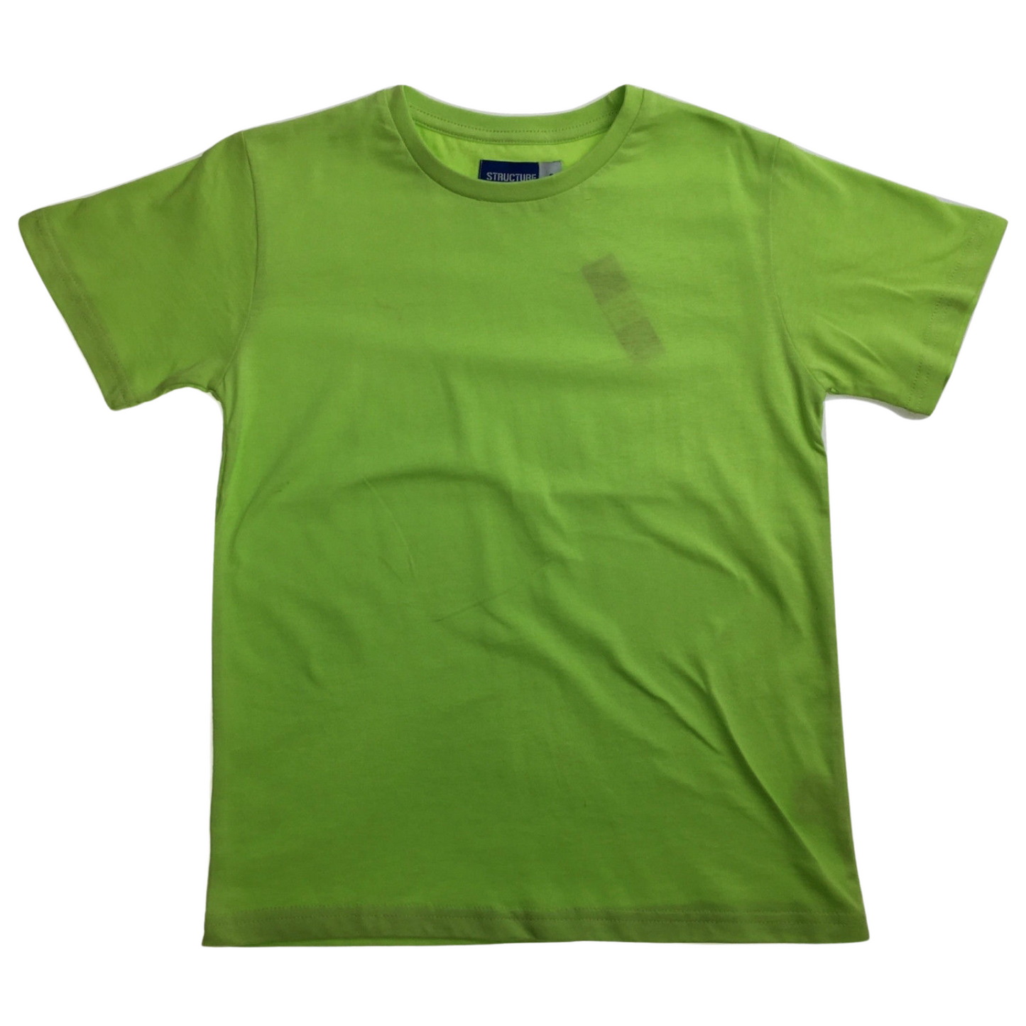 KIDS PLAIN T SHIRT Childrens Child 100% COTTON Boys Girls Basic Blank Tee Top - Lime - 14