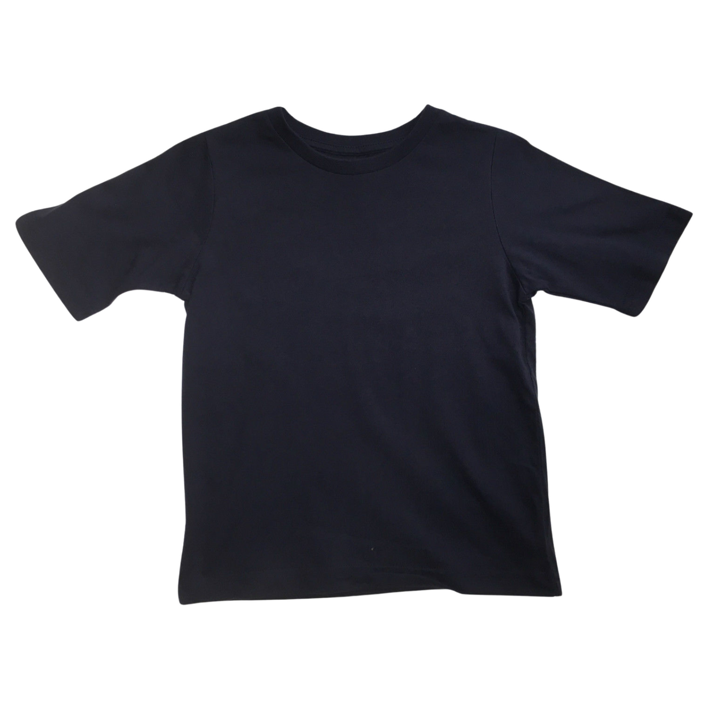 KIDS PLAIN T SHIRT Childrens Child 100% COTTON Boys Girls Basic Blank Tee Top - Navy - 10