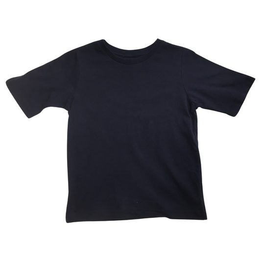 KIDS PLAIN T SHIRT Childrens Child 100% COTTON Boys Girls Basic Blank Tee Top - Navy - 8