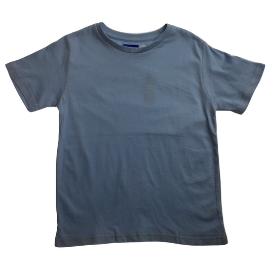 KIDS PLAIN T SHIRT Childrens Child 100% COTTON Boys Girls Basic Blank Tee Top - Sky Blue - 6