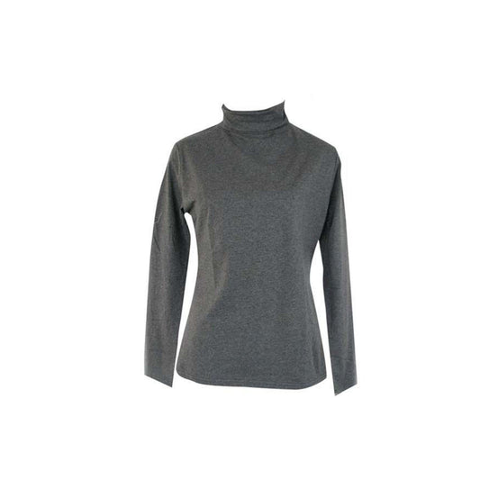 Ladies SKIVVY Womens Long Sleeve Plain Top Warm Turtleneck Cotton High Neck - Coal Marle - X-Small