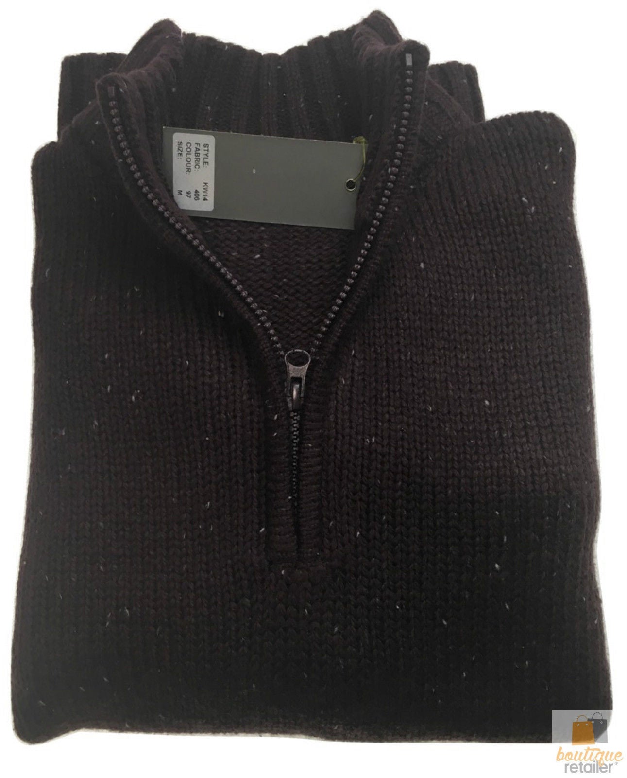 Mens Knit Jumper Pullover Sweater Knitted Casual Stretch Warm Winter  - Half Zip Burgundy 97 (KW14) - L