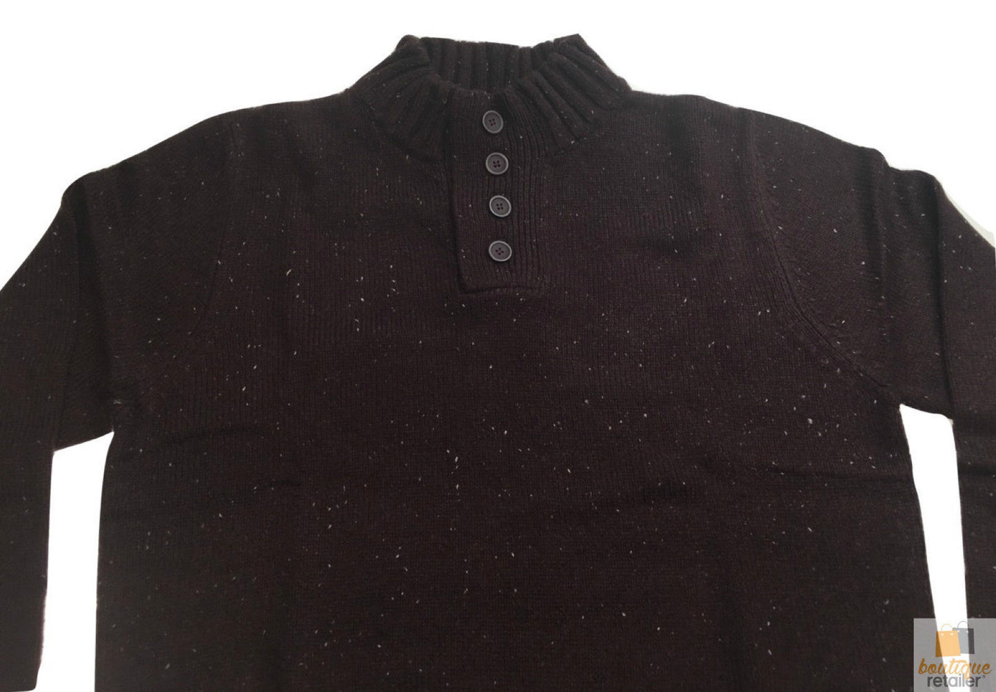 Mens Knit Jumper Pullover Sweater Knitted Casual Stretch Warm Winter  - Half Zip Burgundy 97 (KW14) - L