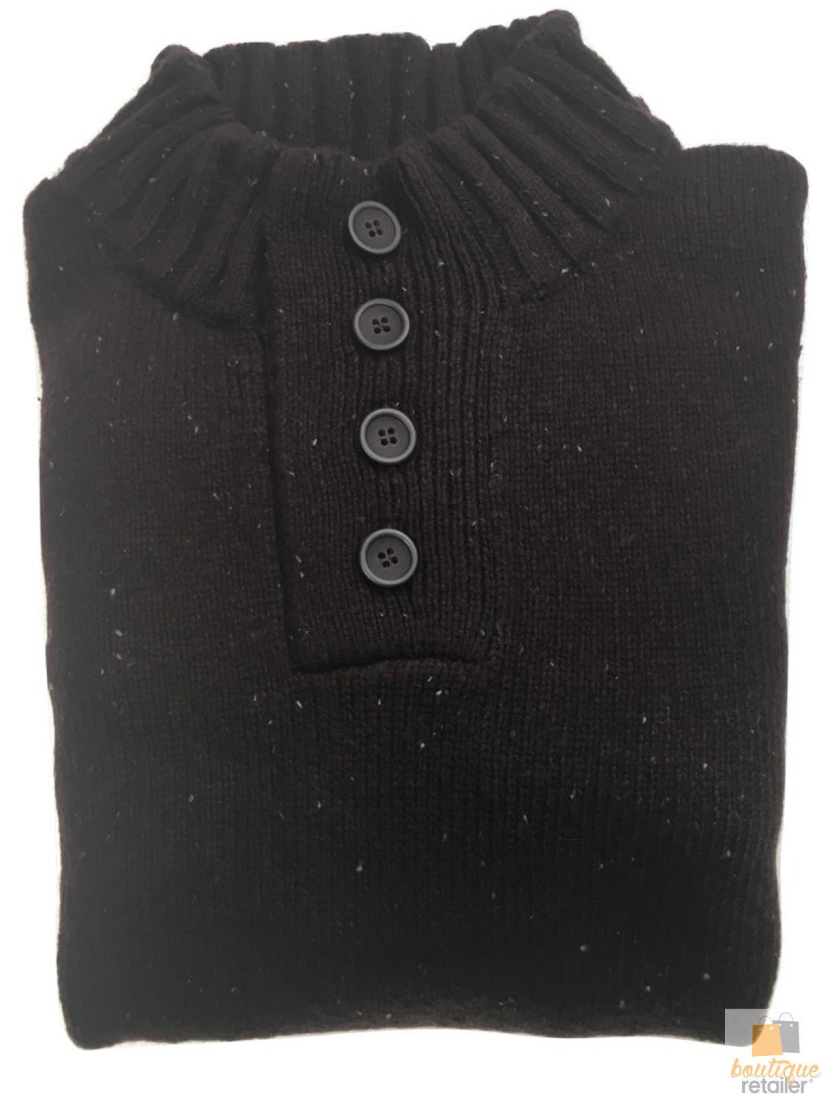 Mens Knit Jumper Pullover Sweater Knitted Casual Stretch Warm Winter  - 4 Button Mulberry 94 (KW16) - L